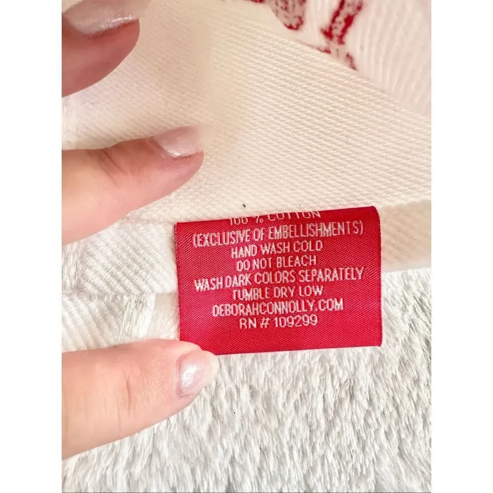 Vintage 2002 Deborah Connolly Red Reindeer Christmas Kitchen Towel